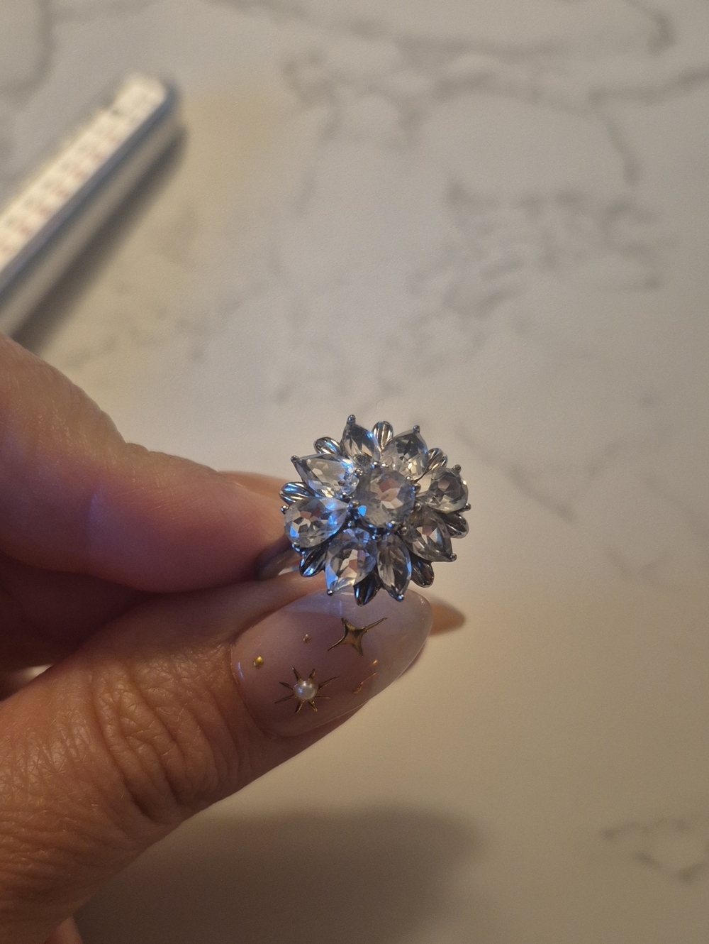 Vintage Sterling Silver CZ cluster Ring